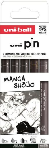 ESTUCHE 5 ROTULADORES CALIBRADOS UNI PIN MANGA SHOJO