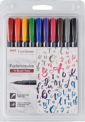 ROTULADORES SUPER BRUSH CARIOCA PUNTA PINCEL LETTERING 10 COLORES