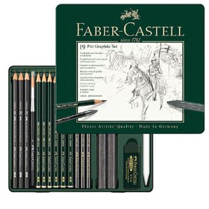 SET 19 GRAFITOS FABER-CASTELL CAJA METALICA