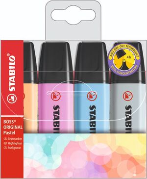 MARCADOR STABILO BOSS PASTEL 4 NUEVOS COLORES 2021