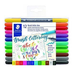 ROTULADORES 12 COLORES DOBLE PUNTA BRUSH LETTERING STAEDTLER TB12