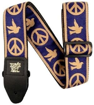 CORREA GUITARRA JACQUARD - NAVY & BLUE PEACE LOVE DOVE