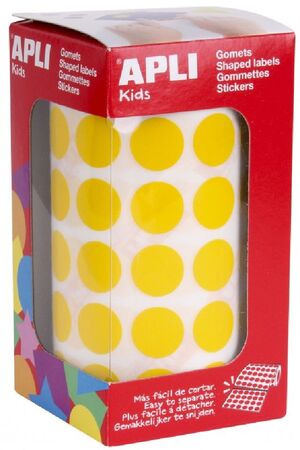 GOMETS CIRCULOS MEDIANOS AMARILLOS 15MM APLI REF.4855