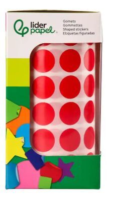 GOMETS ROJO CIRCULO 15MM LIDERPAPEL 172108