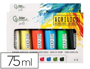SET 6 COLORES ACRILICO 75ML LIDERPAPEL