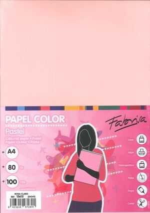 PAPEL A4 ROSA CLARO 100H 80GR FABRISA