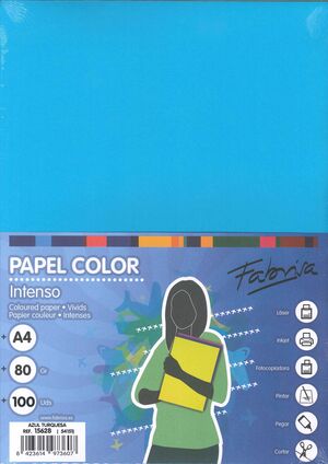 PAPEL A4 AZUL TURQUESA 100H 80GR FABRISA