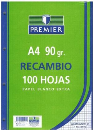 RECAMBIO CARTAPACIO 4MM 100H 90GR. PREMIER