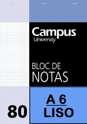 BLOCK NOTAS A6 LISO CAMPUS UNIVERSITY 