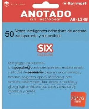 NOTA ADHESIVA 76X76 TRANSPARENTE AZUL ROYMART