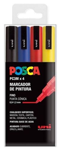 ROTULADORES 4 COLORES POSCA PC-3M