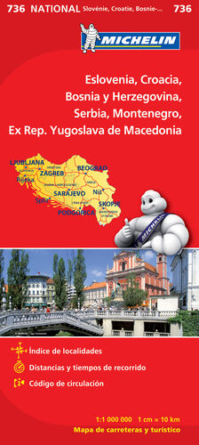 MAPA NATIONAL ESLOVENIA, CROACIA, BOSNIA Y HERZEGOVINA, SERBIA, MONTENEGRO, EX R