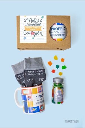 PACK TAZA PROFE CON SUPERPODERES