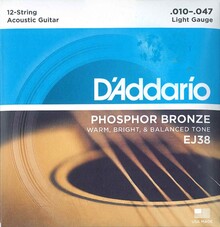 DADDARIO ACUSTICA 12 CUERDAS EJ38 010-047 LIGHT PHSPHOR BRONZE