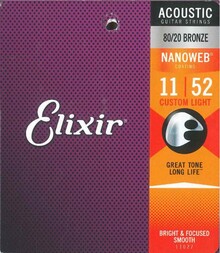 ELIXIR GUITARRA ACUSTICA 011-052 NANOWEB BRONZE 11027 (JGO.)